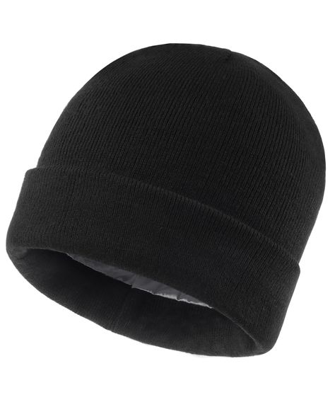 PRICES MAY VARY. Oversize Beanie Hats: XL-2XL Fits Big Heads 23.5"-25".If You Have A Larger Heads Than Normal Head And Struggle To Find A Suitable Warm Hat,Zylioo Fleece Knitted Hat Is Your Best Choice For This Winter. Satin Lined Warm Hats: Featuring A Silky Polyester Satin Lining; It Offers A Soft Touch,Protecting Your Hair In The Cold Winter, Shielding It From The Chaotic Cold Winds, Ensuring Your Head Stays In The Utmost Comfort. Comfortable Knit Hat: Made From Excellent Knit Fabric To Preve Satin Lined Hat, Affordable Black Fitted Beanie, Fitted Warm Black Beanie, Basic Black Beanie One Size, Satin Lined Beanie, Black Warm Beanie One Size, Black Short Brim Beanie, One Size, Warm Hats, Snow Hat