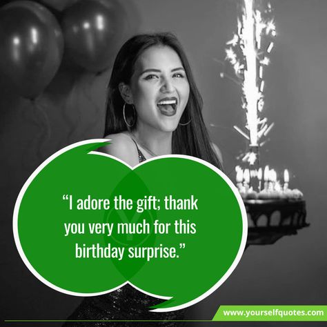 Thank You Messages for Birthday Surprise are filled with lots of love and excitement as the name itself says Surprise! When someone surprises you with... , Thank You Messages for Birthday Surprise for Loved Ones , https://www.yourselfquotes.com/thank-you-messages-for-birthday-surprise/ Birthday Gift Caption, Thank You For Surprise Gift Quotes, Surprise Gifts Quotes, Birthday Surprises For Friends, Messages For Birthday, Surprise Birthday Cake, Surprise Quotes, Birthday Surprises, Surprise Birthday Gifts