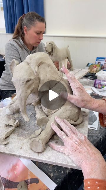 Nick Mackman Animal Sculpture on Instagram: "Animal Sculpture Workshop Day 2. The students have been working hard and taking in lots of new skills both modelling and observational. Tune in tomorrow to see the results! #sculpt #sculpture #animalsculpture #ceramicsculpture #ceramicart #animallovers #animalart #petportrait #nickmackman" Polymer Clay Sculpture Ideas For Beginners, Elephant With Clay, Turtle Clay Sculpture, Clay Crafts Animals, Animal Sculptures Clay, Ceramic Animals Sculpture, Sculpture Workshop, Animal Pottery, Bronze Sculpture Animal