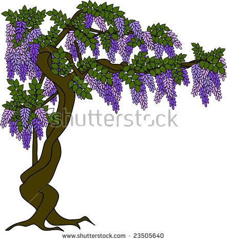 Wisteria Clip Art | Lilac Tree Stock Photos, Images, & Pictures | Shutterstock Wisteria Tree Drawing, Wall Painting Flowers, Tree Wall Painting, Tree Clip Art, Tuscan Art, Tree Doodle, Wisteria Tree, Purple Wisteria, Landscape Art Quilts