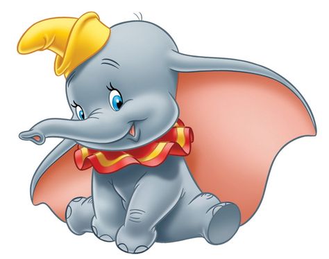 Dumbo...the sweetest lil' elephant ever! An Elephant, Elephant, Yellow, Disney, Red, White