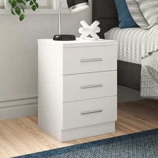 Mack + Milo Angeletta 3 Drawer Bedside Table | Wayfair.co.uk Cheap Bedside Tables, 3 Drawer Bedside Table, Three Drawer Nightstand, Drawer Bedside Table, White Bedside Table, 2 Door Wardrobe, Furniture Bedside Table, Matching Furniture, Bedside Night Stands