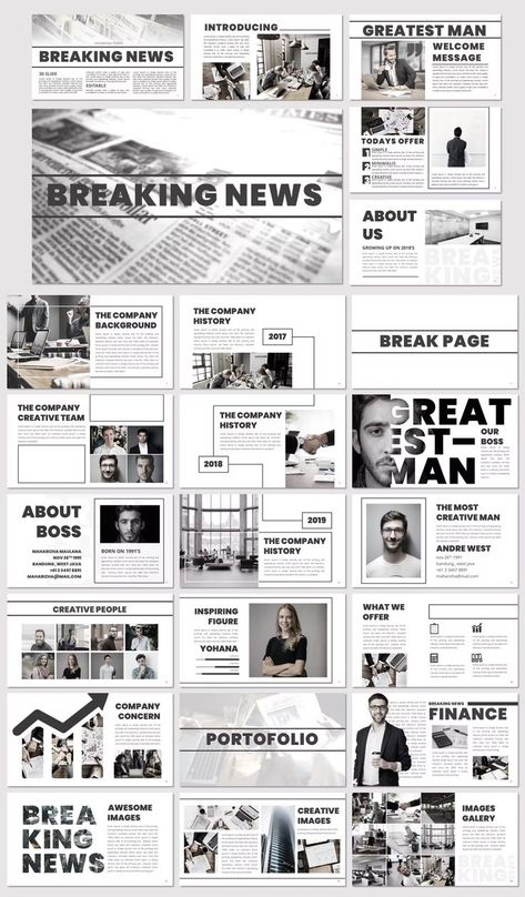 Breaking News Google Slides Template. 30 Modern Slides. News Presentation, Creative Industry, Slides Template, Creative Industries, Presentation Template, Presentation Design, Google Slides, Presentation Templates, Design Template