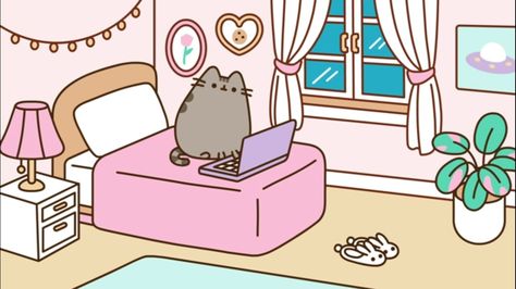 Pusheen Background Laptop, Cute Pusheen Wallpapers For Laptop, Pusheen Keyboard Wallpaper, Pusheen Cat Wallpaper Laptop, Pusheen Wallpaper Ipad, Pusheen Desktop Wallpaper, Pusheen Banner, Pink Pusheen, Simple Cat Drawing