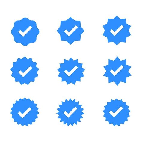 Set vector icon blue verified badge icon... | Premium Vector #Freepik #vector #check-logo #tick-logo #confirmed #blue-tick Verified Logo, Verified Badge, Tick Logo, Blue Tick, Check Logo, Badge Icon, Cute Krishna, Free Instagram, Iconic Photos