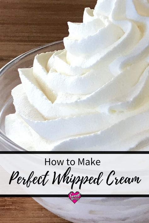 Whipped Icing Recipes, Make Whipped Cream, Perfect Whipped Cream, Homemade Whipped Cream Recipe, Whipped Icing, Stabilized Whipped Cream, Recipes With Whipping Cream, Making Whipped Cream, Cake Frosting Recipe