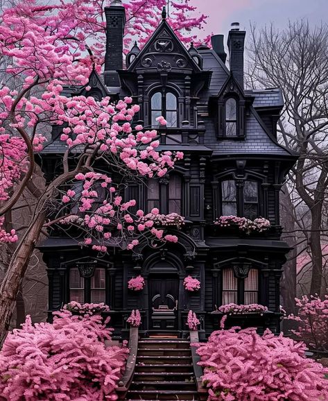 Gothic Manor Exterior, Witch Cottage Exterior, Mansion Black, Goth Mansion, Manor Exterior, Gothic Manor, Gothic Homes, Mountain Dream Homes, Witchy House