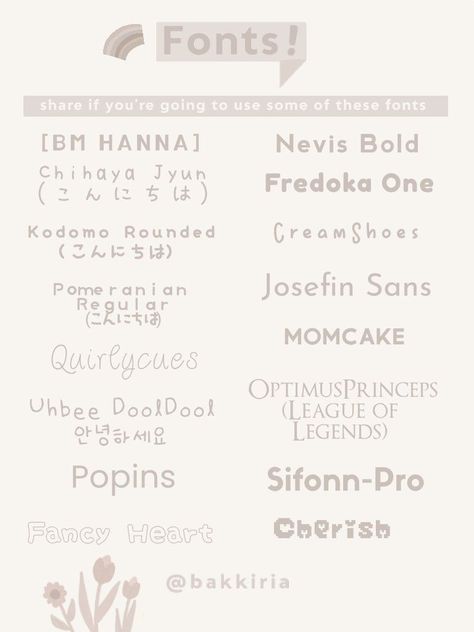 Recommendations [Fonts] by bakkiria Cute Fonts Aesthetic, Japanese Fonts Dafont, Dafont Fonts Aesthetic Lettering, Canva Japanese Fonts, Font Cute Dafont, Dafont Fonts Aesthetic Cute, Gfx Fonts, Cute Fonts On Dafont, Fonts In Dafont