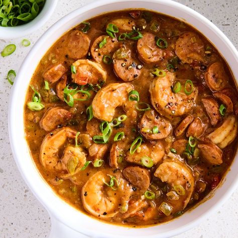 Shrimp & Sausage Gumbo Shrimp And Sausage Gumbo, Seafood Gumbo Recipe, Gumbo Recipe Sausage, Shrimp Gumbo, Shrimp And Sausage, Shrimp Sausage, Sausage Gumbo, Seafood Gumbo, Gumbo Recipe