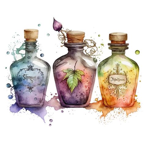 Paper Crafts Cute, Pretty Scrapbook, Crafts Cute, Potion Bottles, صفحات التلوين, Cute Clipart, Potion Bottle, Witch Art, Crafting Paper