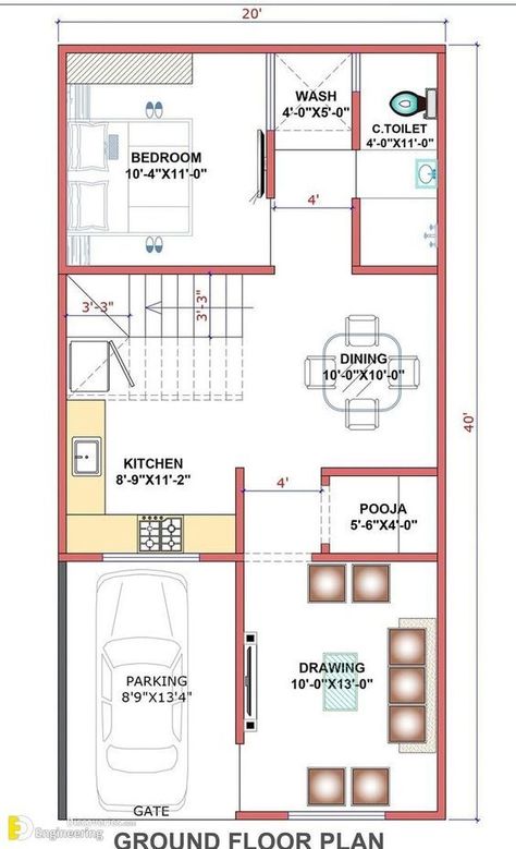 Top 24+ Luxury House Plan Ideas! - Engineering Discoveries Modern House Design Floor Plan, House Plan Ideas, 20x30 House Plans, Budget House Plans, 20x40 House Plans, 30x40 House Plans, Small Modern House Plans, 2bhk House Plan, Bungalow Floor Plans