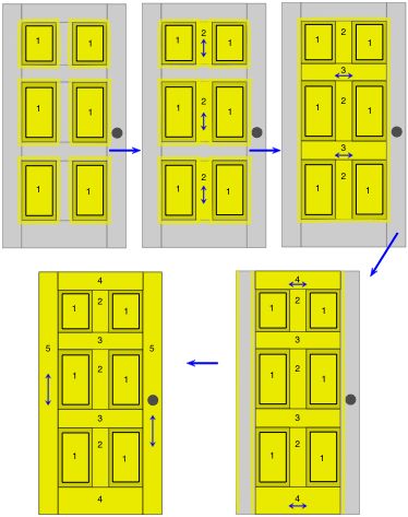 drawing demonstrating the order in which to paint a raised-panel door Painted 6 Panel Doors, Paint 6 Panel Door Interiors, Painting 6 Panel Interior Doors, Update 6 Panel Interior Doors Diy, How To Paint A Panel Door, How To Paint A Six Panel Door, 5 Panel Interior Doors, Dyi Doors And Trim Paint Infoor, Panel Doors Interior