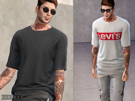 Darte77's Loose Fit T-Shirt (Fixed) Sims 4 Men Clothing, Sims 4 Male Clothes, Sims 4 Tsr, Sims4 Clothes, Sims 4 Mods Clothes, Sims 4 Cas, Sims 4 Cc Finds, Sims 4 Clothing, The Sims4