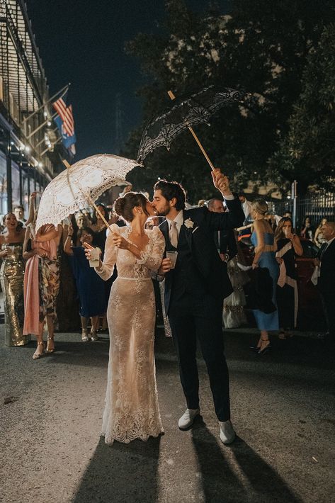 This Sultry Latrobe’s on Royal Wedding Was a Nonstop Party - elysejenningsweddings.com Liz Martinez Bridal, Liz Martinez, Second Line Parade, Nola Wedding, Intimate Ceremony, Gas Lanterns, Ballroom Wedding, Luxury Wedding Planner, Wedding Planning Advice