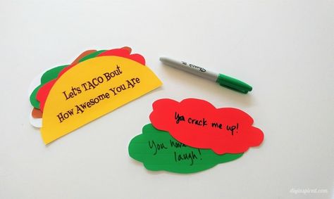 Let’s Taco ‘Bout How Awesome You Are! Here's a funny printable card great for any occasion, birthdays, graduations, thank yous, anytime! Must love tacos! Taco Crafts, Hanging Paper Craft, Wall Hanging Paper Craft, Craft For Home Decoration, Teachers Day Card, Diy Knife, Teacher Appreciation Cards, Funny Printables, Hanging Diy