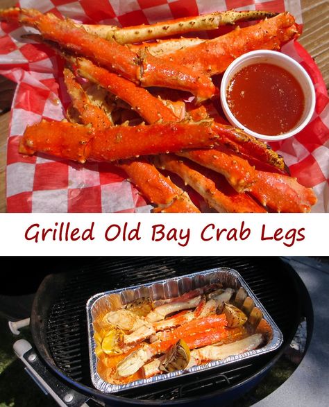 Grilled Old Bay Crab Legs Crab Legs On The Grill, Grilled Crab, Crab Legs Recipe, Grilled Seafood, King Crab, Crab Recipes, Crab Legs, Seafood Boil, Old Bay