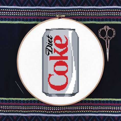 Diet Coke Cross Stitch, Dmc Color Chart, Diet Coke Can, Coke Can, Beautiful Cross Stitch Pattern, Coke Cans, Stitch Ideas, Cross Stitches, Needle Point