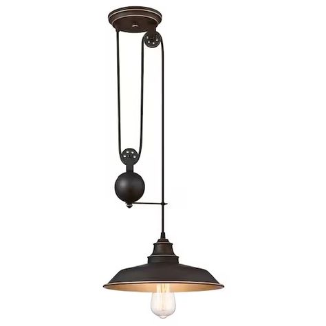 Iron Hill One-Light Indoor Pulley Pendant Pulley Pendant Light, Pendant Lighting Modern, Lighting Modern, Modern Industrial, One Light, Basement, Home Depot, The Home Depot, Pendant Lighting