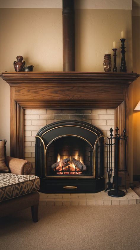 Interior Design Guide: 14 Fireplace Types That Add Value to Your Home Traditional Gas Fireplace Ideas, Gas Log Fireplace Ideas, Fire Surround Ideas, Fireplace Types, Types Of Fireplaces, Wood Fireplace Surround, Gas Fireplace Ideas, Vented Gas Fireplace, Add Value To Your Home