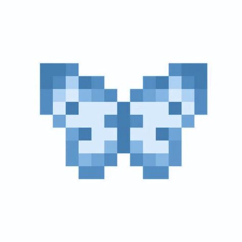 Pixel Art Blue Aesthetic, Pixley Art Easy, Bluey Pixel Art, Spring Pixel Art, Blue Perler Beads, Small Pixel Art Pattern, Pixel Butterfly, Blue Pixel Art, Blue Minecraft