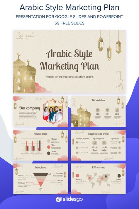 Slides Aesthetic, Arabic Culture, Free Powerpoint Presentations, Buyer Persona, Presentation Slides Design, Powerpoint Slide Designs, Marketing Plan Template, Presentation Design Layout, Infographic Powerpoint