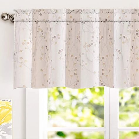 Rosalind Wheeler Heins 50" Window Valance | Wayfair Valance Curtains Living Room, Patterned Window Treatments, Room Darkening Window Treatments, Valances For Living Room, Curtain Living Room, Warm Color Schemes, Valance Window Treatments, Floral Pattern Design, Curtain Valance