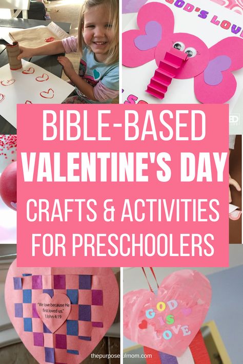 Valentine's day Bible based crafts for preschoolers and other young children Church Valentines Crafts, Christian Valentines Crafts, Sunday School Valentines, Christian Kids Activities, Valentines Day Crafts For Preschoolers, Church Valentines, Valentine School, Valentine Printables, Christian Valentines