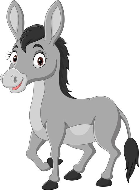 Donkey Drawing, Farm Cartoon, Horse Cartoon, Baby Pony, Cute Donkey, Farm Animal Coloring Pages, Animal Doodles, Big Animals, Vector Cartoon