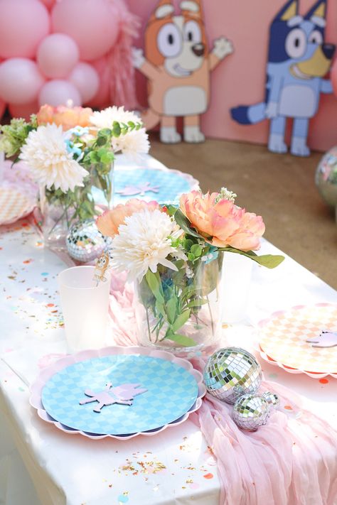 Kara's Party Ideas Bluey Party | Kara's Party Ideas Bluey Party Decorations Girl, Girl Bluey Birthday Party, Bluey Girls Birthday Party, Bluey Birthday Party Ideas Pink, Bluey 2nd Birthday Party For Girl, Bluey Decor, Bluey Birthday Party Ideas Girl, Diy Bluey, Bluey Birthday Party Ideas