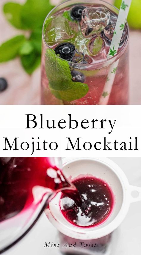 This Blueberry Mojito mocktail blends blueberry simple syrup, lime, and sparkling water. It’s delightfully refreshing and the ideal beverage for a hot summer day. This blueberry mocktail recipe features a blueberry simple syrup. Incorporating an infused syrup like this adds a creative spin and extra flavor. It infuses the drink with the perfect blueberry flavor and eye-catching color. Sparkling Water Mocktail, Summer Mocktail Recipe, Blueberry Mocktail, Simple Syrup Drinks, Lychee Mojito, Blueberry Syrup Recipe, Blueberry Mojito Recipe, Summer Mocktail Recipes, Mojito Recipe Classic