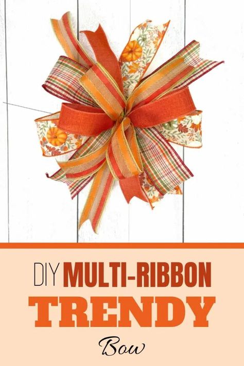 Diy 3 Ribbon Bow, Fall Bows For Wreath Diy, How To Make Wire Ribbon Bows, Different Bows Ribbons, Diy Ribbons For Wreaths, How To Bows With Ribbon, Stacked Bows Diy, 2 Ribbon Bow For Wreath Diy, Easy Wired Ribbon Bows Diy