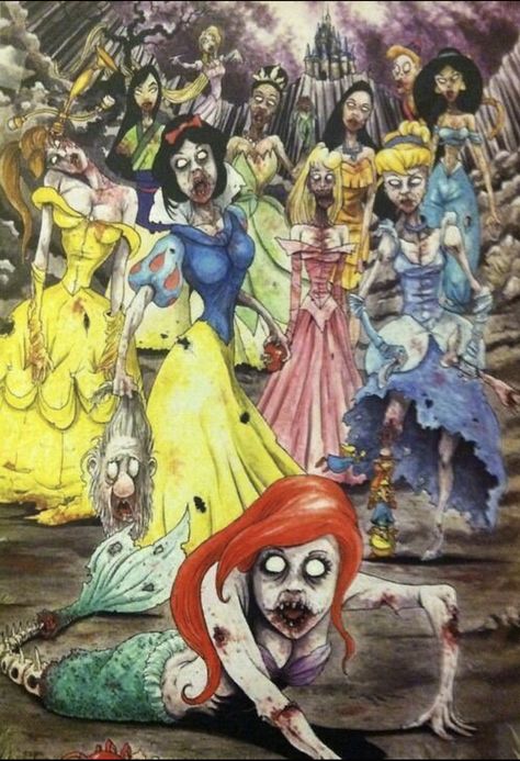 Disney Princess Zombie, Creepy Disney, Twisted Princesses, Princes Disney, Zombie Princess, Zombie Walk, Zombie Disney, Images Disney, Dark Disney