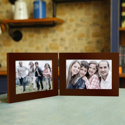 Adeco Trading 2 Opening Decorative Table Top Picture Frame Color: Walnut Wedding Photos With Parents, Hinged Table, Frames Pictures, Hinged Picture Frame, Clip Picture Frame, Wood Hinges, Picture Frame Gallery, Double Picture, Tabletop Picture Frames