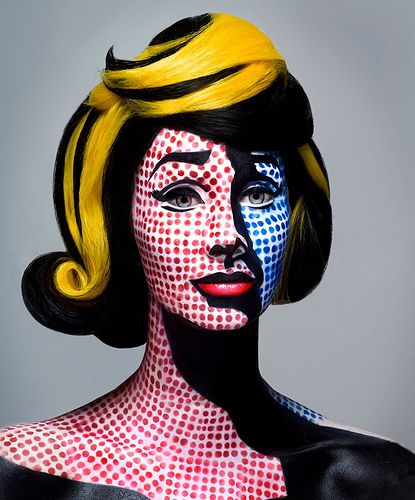 Pop Art Costume Extreme Make-up, Carnaval Make-up, Pop Art Costume, Lichtenstein Castle, Lichtenstein Pop Art, Pop Art Makeup, Drag Make-up, Diy Kostüm, Saatchi Gallery