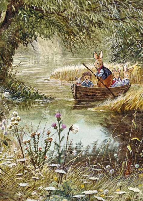 Foxwood Tales Nostalgic Greetings Cards * The Porch Fairies Rabbits, Trees, Water, Flowers, Animals