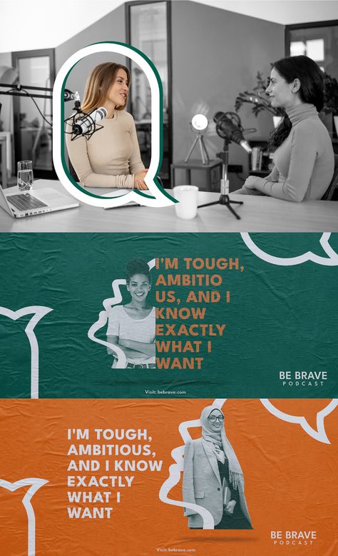 Be Brave Podcast- Branding on Behance Podcasts Cover Design, Podcast Identity Design, Podcast Creative Ads, Podcast Banner Design, Podcast Branding Design, Podcast Brand Identity, Podcast Background Design, Podcast Social Media Design, Podcast Cover Art Ideas