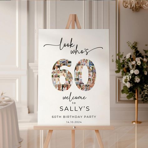 Personalised 60th Birthday Photo Collage Welcome Sign Photo Poster Collage Printed Done for You Custom 60th Birthday Party Welcome Board 60th Birthday Party Decor Ideas, 60th Decoration Ideas, 60th Bday Decoration Ideas, Photo Board Ideas Birthday, 60tg Birthday Ideas Mom, 60th Birthday Ideas For Mom Decoration, Birthday Party Welcome Board, 60th Birthday Celebration Ideas, 60 Birthday Party Ideas