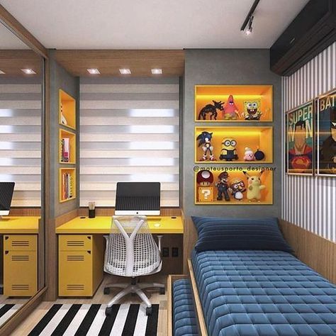 Boy's bedroom ideas and decor inspiration; from kids to teens #tween #toddler #teenagers #sports #diy #cars #rustic Are you planning to decorate your boy's bedroom? If that is the case, you will need Boy Bedroom Ideas to get started. Bilik Tidur Lelaki, Reka Bentuk Bilik Tidur, Bilik Idaman, Boy Bedroom Design, Small Bedroom Designs, Bilik Tidur, Boys Bedroom Decor, Trendy Bedroom, Boy Bedroom