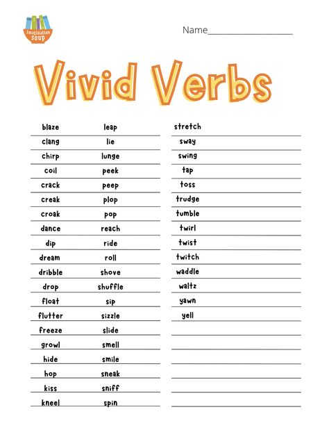 Teach Kids to Use Vivid Verbs in Their Writing - Imagination Soup Vivid Verbs, Rhyming Poems, Verbs List, Native American Traditions, Action Verbs, Mentor Texts, Teach Kids, Cause And Effect, Text Pictures