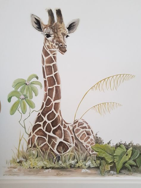 Giraffe Mural, Safari Painting, Safari Mural, Jungle Thema, Jungle Mural, Safari Wallpaper, Nursery Frames, Kids Room Murals, Baby Room Neutral