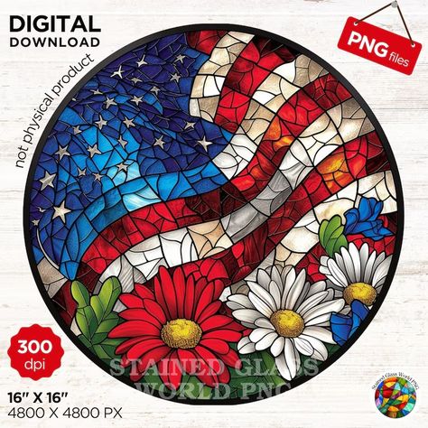 Glass Wreath, Gift Card Craft, Flag Png, Round Wreath, National Day, Us Flag, Stained Glass Art, Wreath Sign, Sublimation Png