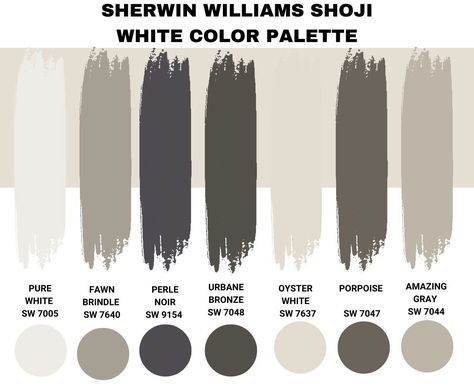 Shoji White Color Combinations, Sherwin Williams Pure White Color Palette, Shoji White Sherwin Williams Palette, Pearl Noir Sherwin Williams, Coordinating Colors With Shoji White, Shoji White Sherwin Williams Coordinating Colors, Shoji White Sherwin Williams Color Palette, Shoji White Palette, Colors That Go With Shoji White