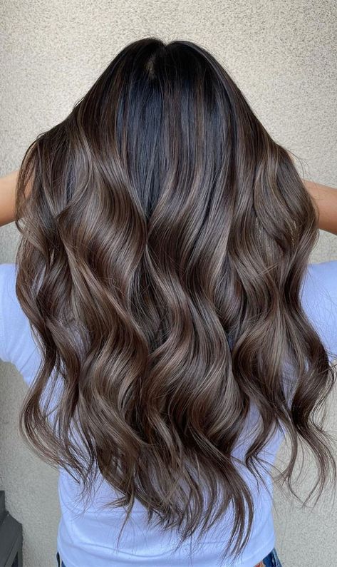 Dark Chocolate Brown Hair, Highlights For Dark Brown Hair, Black Hair Balayage, Dark Brunette Hair, Hair Color Chocolate, Brown Hair Looks, Brown Hair Inspo, Brunette Hair With Highlights, Chocolate Hair