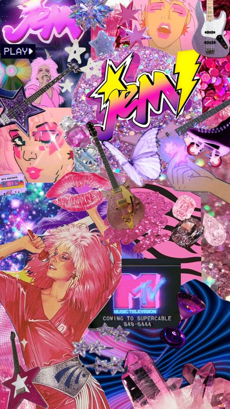 Believe me when I say I was humming the theme song the entire time I made this 🩷💜 #jemandtheholograms #80s #80saesthetic Jem Cartoon, Best 80s Cartoons, Jem And The Holograms, 80s Aesthetic, 80s Cartoons, Cartoons Love, 90s Childhood, Mood Board Inspiration, Believe Me