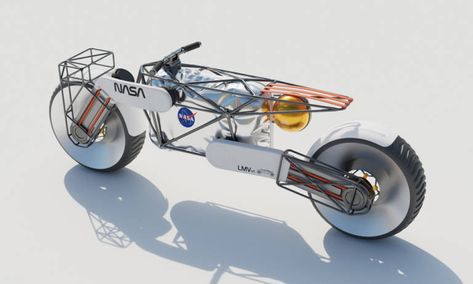 This NASA Motorcycle Concept is Designed for the Moon | Cool Material Motorcycle Concept, Nasa Space Program, Reflective Material, Space Program, Security Cameras For Home, Motorcycle Design, Electric Motorcycle, Motorcycle Bike, Self Driving