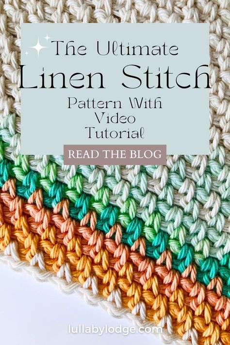 Linen Stitch Tutorial Crochet Linen Stitch, Linen Stitch Crochet, Beginning Crochet, Crochet Scrubbies, Linen Stitch, Crochet Dishcloth, Dishcloth Pattern, Stitch Tutorial, Crochet Stitches Video