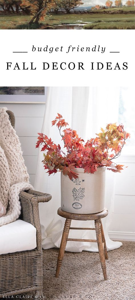 Butter Churn Decor Ideas, Crock Decorating Ideas, Crocks Decor Ideas, Crocks Decor, Crock Decor, Fall Botanicals, Ella Claire, Antique Crock, Antique Crocks