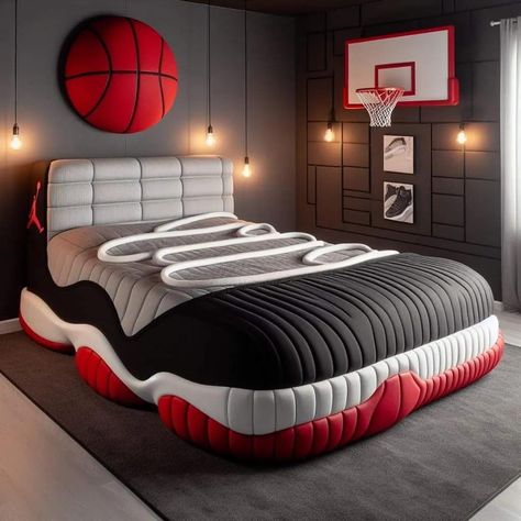 Eclectic Bedroom Decor, Teenager Bedroom Design, Eclectic Decor Bedroom, Boys Bedroom Themes, Elegant Bathroom Decor, Sneakerhead Room, Mens Bedroom Decor, Basketball Room, Amazing Bedroom Designs