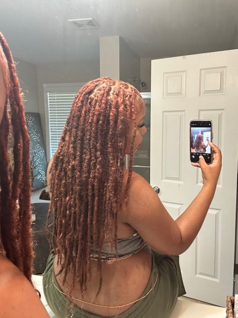 Ginger Loc Extensions, Long Locs With Curly Ends, Short Dreadlocks Styles, Hair Tint, Hair Essentials, Short Locs Hairstyles, Dyed Hair Inspiration, Cute Box Braids Hairstyles, Dread Hairstyles