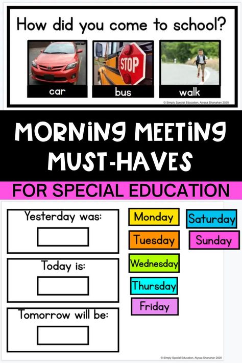 Having a solid morning meeting routine in your special education classroom will benefit your special ed students in so many ways. But you might be wondering what you should include in your morning meeting routine. Today, I am sharing 3 things you need to include in your morning meeting. You need calendar activities to work on days of the week, yesterday/today/tomorrow, months, dates, year, weather, and more. You also need to work on feelings and emotions. Learn more! Pre K Morning Meeting, Morning Meeting Ideas Special Education, Prek Morning Meeting Board, Self Contained Morning Meeting, Special Ed Morning Meeting, Teaching Yesterday Today And Tomorrow, Todays Date, Morning Meeting Calendar, Morning Meeting Routine